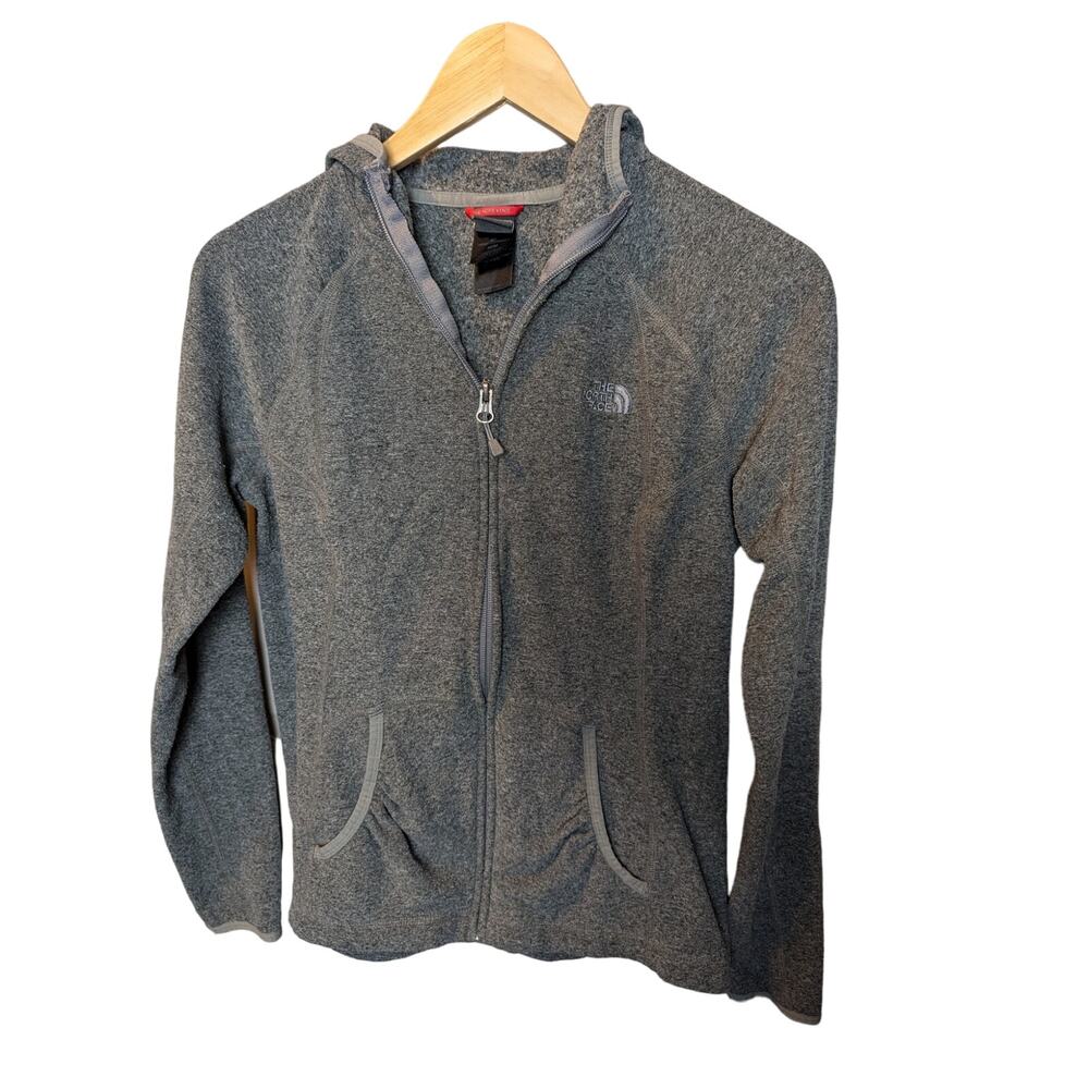 Cozy Grey Gray North Face Fleece Jacket Hooded Zipper Front Warm Fall Winter M